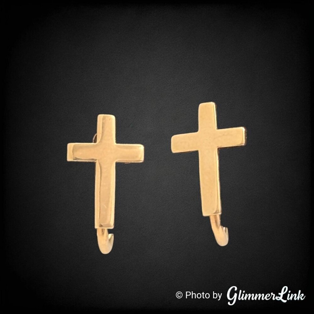 Vintage Van Dell 12K Gold Filled Cross Screw Back Earrings, Religious Gift